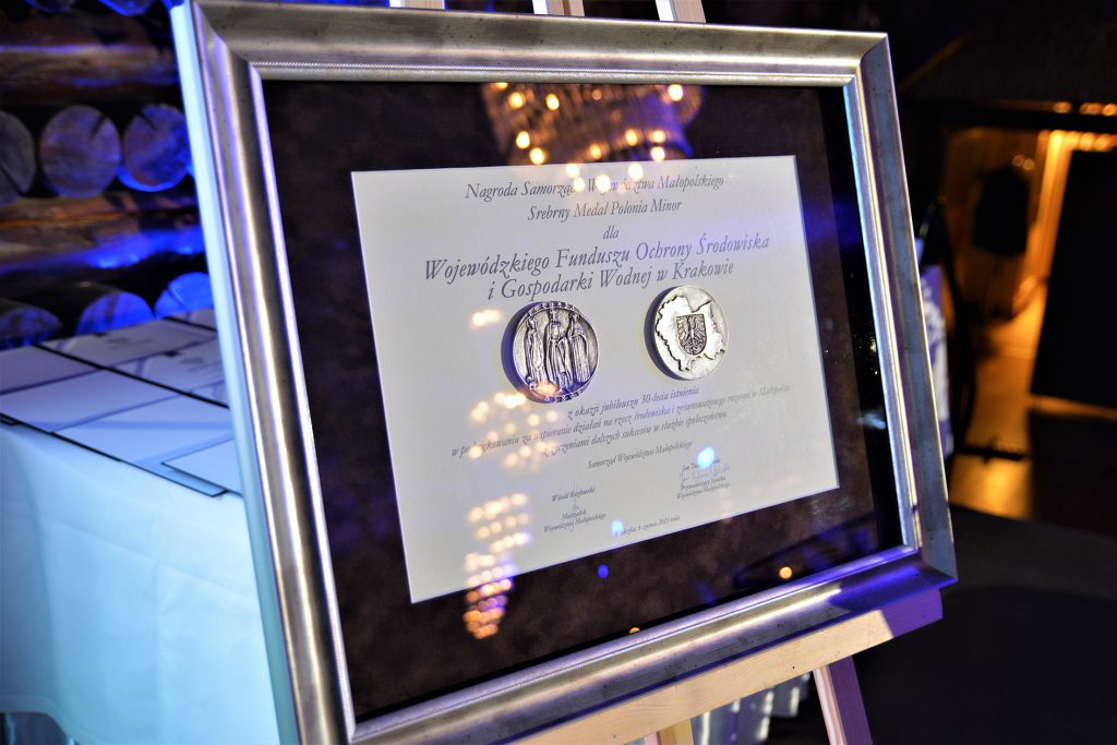 Srebrny Medal Polonia Minor dla Wojewódzkiego Funduszu Ochrony Środowiska i Gospodarki Wodnej w Krakowie