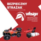 Obrazek ukazuje quada strażackiego i informuje o programie Bezpieczny strażak.