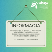 Obrazek pokazuje informację nt. tego, że WFOŚiGW w Krakowie nie będzie czynny w dniu 22 grudnia 2023 r.