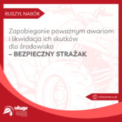 Grafika informacyjna na temat programu: Zapobieganie poważnym awariom i likwidacja ich skutków dla środowiska – BEZPIECZNY STRAŻAK