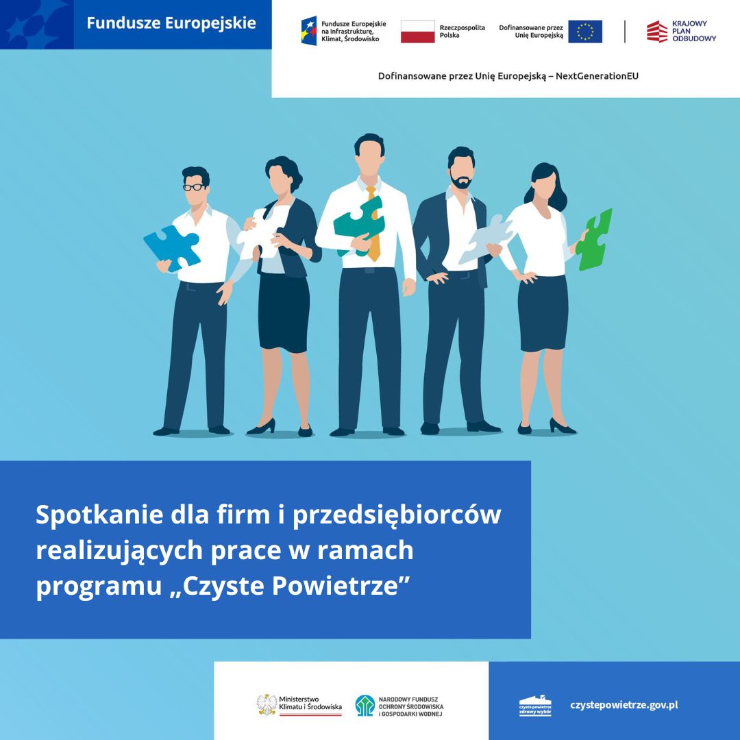 Grafika dekoracyjna nt. Zaproszenie dla firm i przedsiębiorców realizujących prace w ramach programu „Czyste Powietrze”