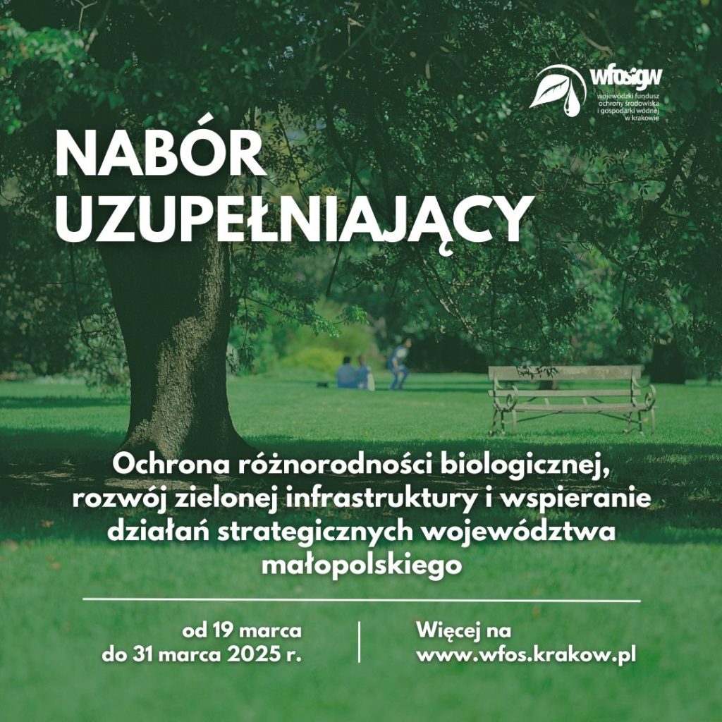 Grafika dekoracyjna nt. Naboru uzupełniającego do Programu Priorytetowego "Ochrona różnorodności biologicznej, rozwój zielonej infrastruktury i wspieranie działań strategicznych województwa małopolskiego"