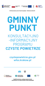 Tablica informacyjna programu Czyste Powietrze - punkt informacyjno-promocyjny