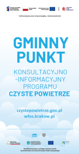 Wzór graficzny: roll-up dla gmin - program Czyste Powietrze - rozmiar 100x200 cm - kolor tła: niebieski