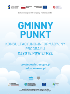 Wzór graficzny: roll-up dla gmin - program Czyste Powietrze - rozmiar 150x200 cm - kolor tła: niebieski