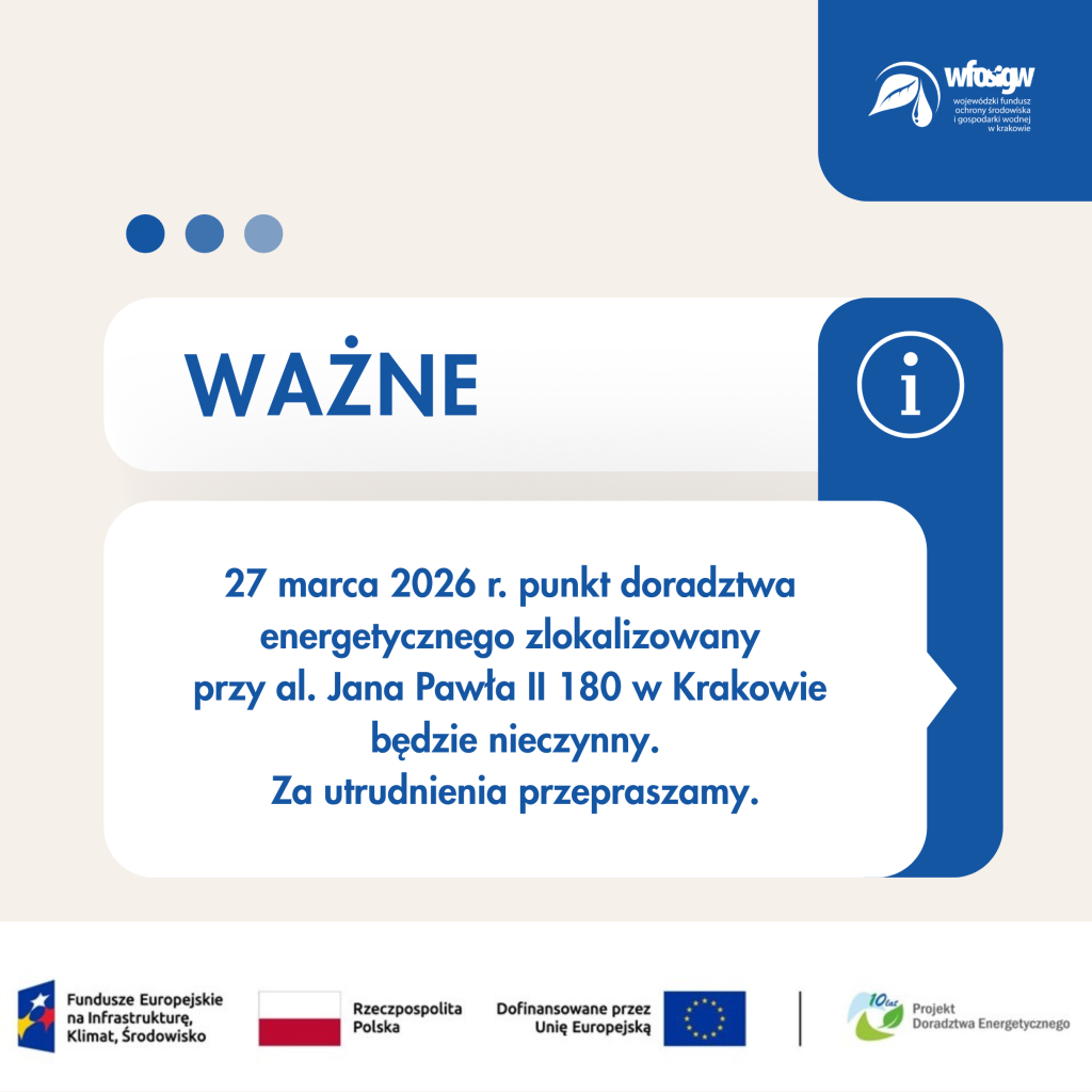 Punkt Doradztwa Energetycznego nieczynny 27 marca 2026 r.