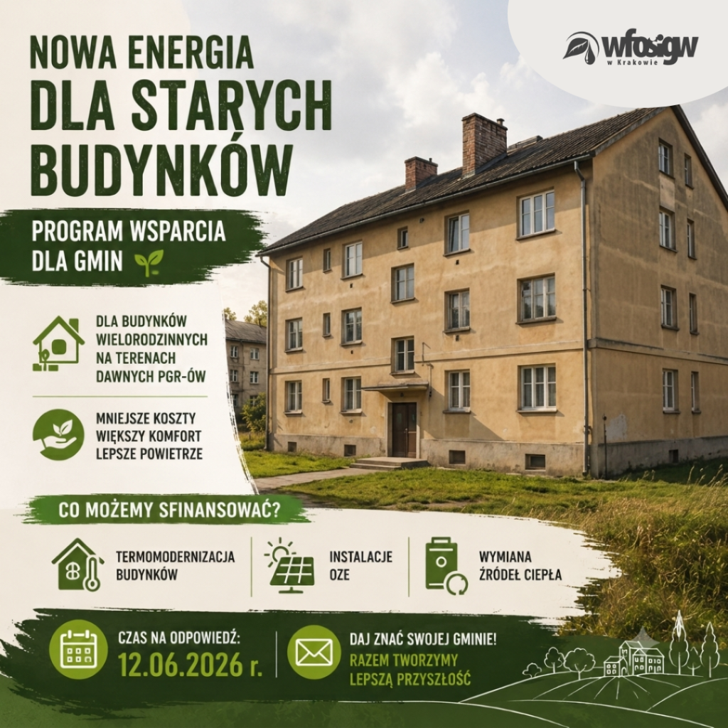 Obrazek przedstawiający budynek dawny PGR i nowy program wsparcia