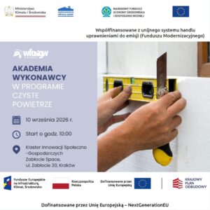 Grafika dekoracyjna dot. AKADEMIA WYKONAWCY- szkolenie dla wykonawców programu „Czyste Powietrze” już 10 września