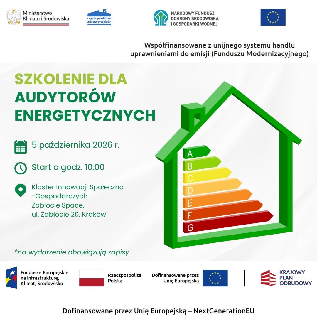 Grafika dek. na temat Spotkanie dla audytorów - „Audyty energetyczne w programie priorytetowym Czyste Powietrze”